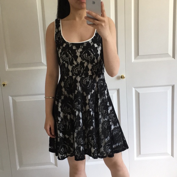 love...ady | Dresses | Loveady Black White Lace Mini Dress | Poshmark